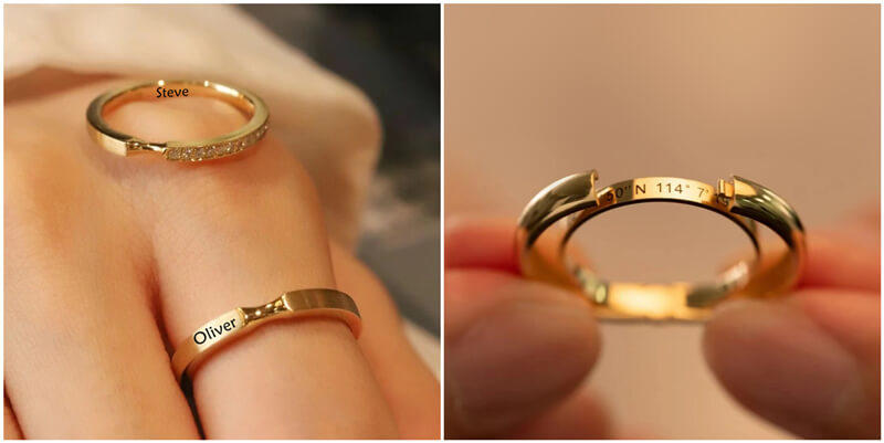 wholesale custom engraved spinner rings with names suppliers, personalized engraving gold ring manufacturer